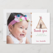 キュートウォーターカラーテペキャンプ誕生日 サンキューカード (正面)