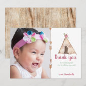 キュートウォーターカラーテペキャンプ誕生日 サンキューカード (正面/裏面)