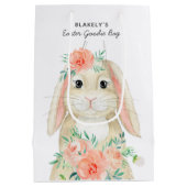 キュートウォーターカラーバニーフローライースター |名前 ミディアムペーパーバッグ (裏面)