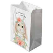 キュートウォーターカラーバニーフローライースター |名前 ミディアムペーパーバッグ (裏面アングル)
