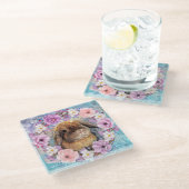 キュートウォーターカラーバニー ガラスコースター (アングル)