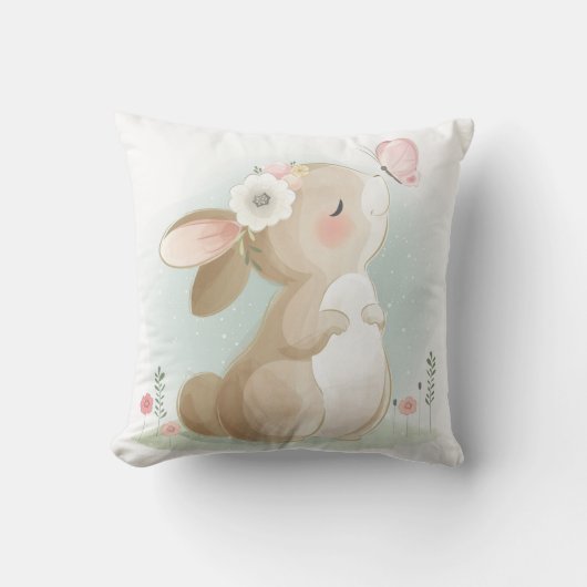 キュートウォーターカラーバニー クッション (正面)