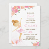 キュートウォーターカラーバレリーナ誕生日招待状 招待状 (正面/裏面)