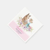 キュートウォーターカラーパステルプリンセス&ホース誕生日 スタンダードカクテルナプキン (角)