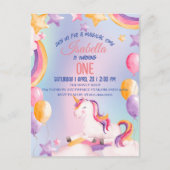 キュートウォーターカラーパステルユニコーンレインボー誕生日 ポストカード (正面)