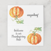 キュートウォーターカラーパンプキン感謝祭デザイン プレイスカード (外部開封)