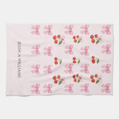 キュートウォーターカラーピンクボウコケットベーキング キッチンタオル (横)