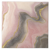 キュートウォーターカラーピンク&グレー金ゴールドグリッター大理石 タイル (正面)