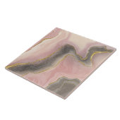 キュートウォーターカラーピンク&グレー金ゴールドグリッター大理石 タイル (側面)