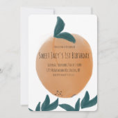 キュートウォーターカラーピーチスウィート誕生日 招待状 (正面)