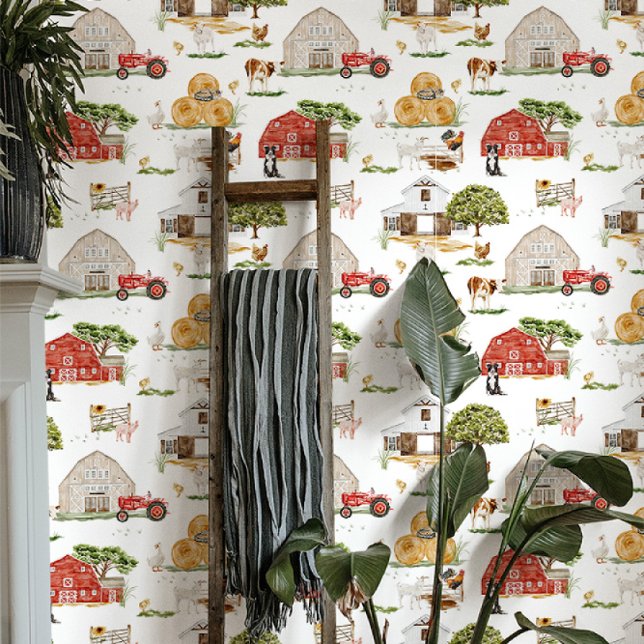 キュートウォーターカラーファームライフファームハウス 壁紙 (クリエイターアップロード済み)