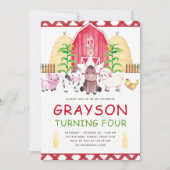 キュートウォーターカラーファーム誕生日 招待状 (正面)
