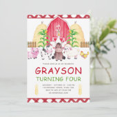 キュートウォーターカラーファーム誕生日 招待状 (スタンド正面)