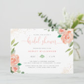 キュートウォーターカラープオーニー&ユーカリブライダルシャワー 招待状 (スタンド正面)