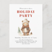 キュートウォーターカラーベアーホリデーパーティー招待状 シーズンポストカード (正面)
