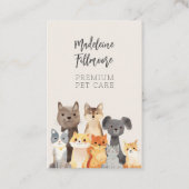 キュートウォーターカラーペットキャットハウスシッタードッグウォーカー 名刺 (正面)