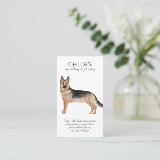 キュートウォーターカラーペットシッタードッグウォーカー 名刺 (スタンド正面)