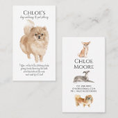 キュートウォーターカラーペットシッタードッグウォーカー 名刺 (正面/裏面)