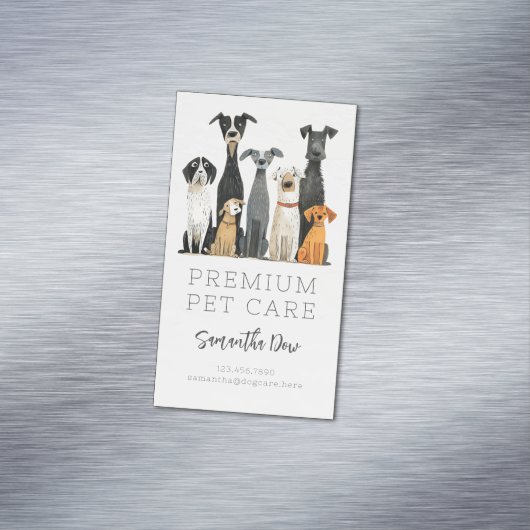 キュートウォーターカラーペットドッグズペットシッタードッグウォーカー マグネット名刺 (インサイチュ)