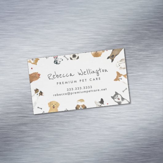 キュートウォーターカラーペットドッグズペットシッタードッグウォーカー マグネット名刺 (インサイチュ)