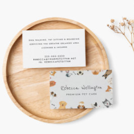 キュートウォーターカラーペットドッグズペットシッタードッグウォーカー 名刺