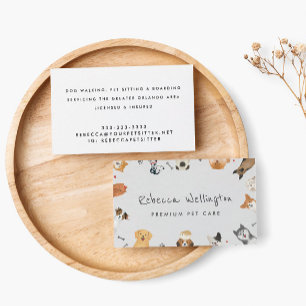 キュートウォーターカラーペットドッグズペットシッタードッグウォーカー 名刺