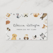キュートウォーターカラーペットドッグズペットシッタードッグウォーカー 名刺 (正面)