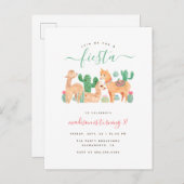 キュートウォーターカラーラマフィエスタ子供の誕生日 インビテーションポストカード (正面/裏面)