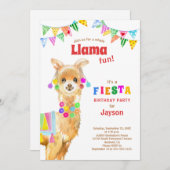 キュートウォーターカラーラマ誕生日フィエスタ 招待状 (正面/裏面)