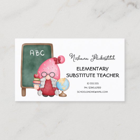 キュートウォーターカラーレディ格言先生 名刺 (正面)