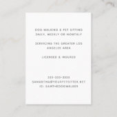 キュートウォーターカラーレトリエバーペットシッタードッグウォーカー 名刺 (裏面)