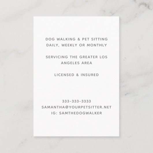 キュートウォーターカラーレトリエバーペットシッタードッグウォーカー 名刺 (裏面)