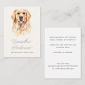 キュートウォーターカラーレトリエバーペットシッタードッグウォーカー 名刺 (正面/裏面)