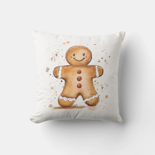 キュートウォータージンジャーブレッドマンファームハウスホリデー クッション (正面)