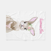 キュートウォーターベビーバニーパーソナライズされた フリースブランケット (正面(横))