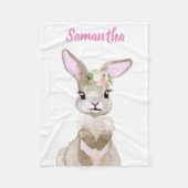 キュートウォーターベビーバニーパーソナライズされた フリースブランケット (正面)
