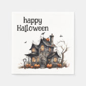 キュートウォーター幽霊のよく出るカラーハウスハロウィーン スタンダードカクテルナプキン (正面)