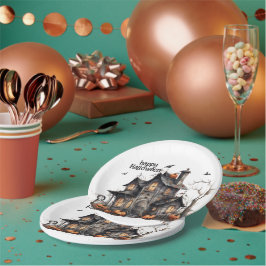 キュートウォーター幽霊のよく出るカラーハウスハロウィーン ペーパープレート