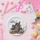 キュートウォーター幽霊のよく出るカラーハウスハロウィーン ペーパープレート (パーティー)