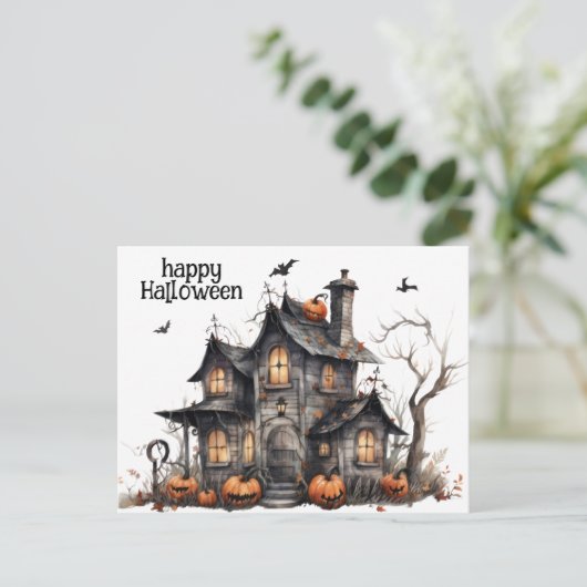 キュートウォーター幽霊のよく出るカラーハウスハロウィーン ポストカード (スタンド正面)