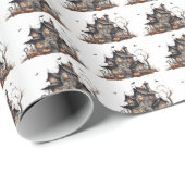 キュートウォーター幽霊のよく出るカラーハウスハロウィーン ラッピングペーパー (ロールコーナー)