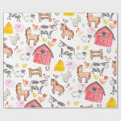 キュートウォーター素朴カラーファーム納屋周囲の庭動物舎 ラッピングペーパー (フラット)