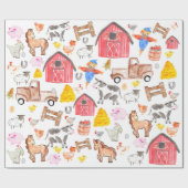 キュートウォーター素朴カラーファーム納屋周囲の庭動物舎 ラッピングペーパー (フラット)