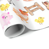 キュートウォーター素朴カラーファーム納屋周囲の庭動物舎 ラッピングペーパー (ロールコーナー)