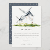 キュートウォーター素朴カラーファーム風車テーマ結婚ズ サンキューカード (正面/裏面)