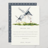キュートウォーター素朴カラーファーム風車テーマ結婚ズ サンキューカード (正面/裏面)