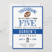 キュートウォーター色のルーキーフットボールボーイ誕生日 招待状 (正面)