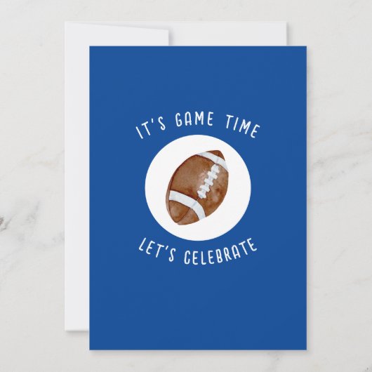 キュートウォーター色のルーキーフットボールボーイ誕生日 招待状 (裏面)