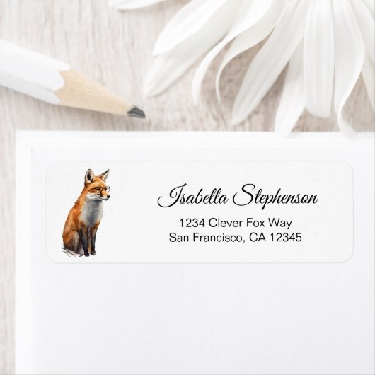 キュートウォーター色の賢いキツネ差出人住所 ラベル (インサイチュ)