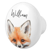 キュートウォーター色ウッドランドキツネ子供部屋ルーム セラミックノブ (右)